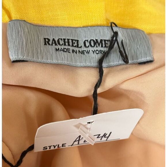 RACHEL COMEY Tipple One Shoulder Pleated Linen Asymmetrical Dress in Yellow Size - Picture 8 of 8